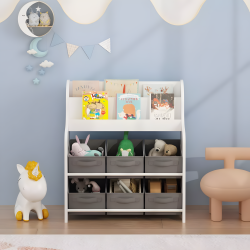 Bookshelf with 6 Fabric Storage Bins